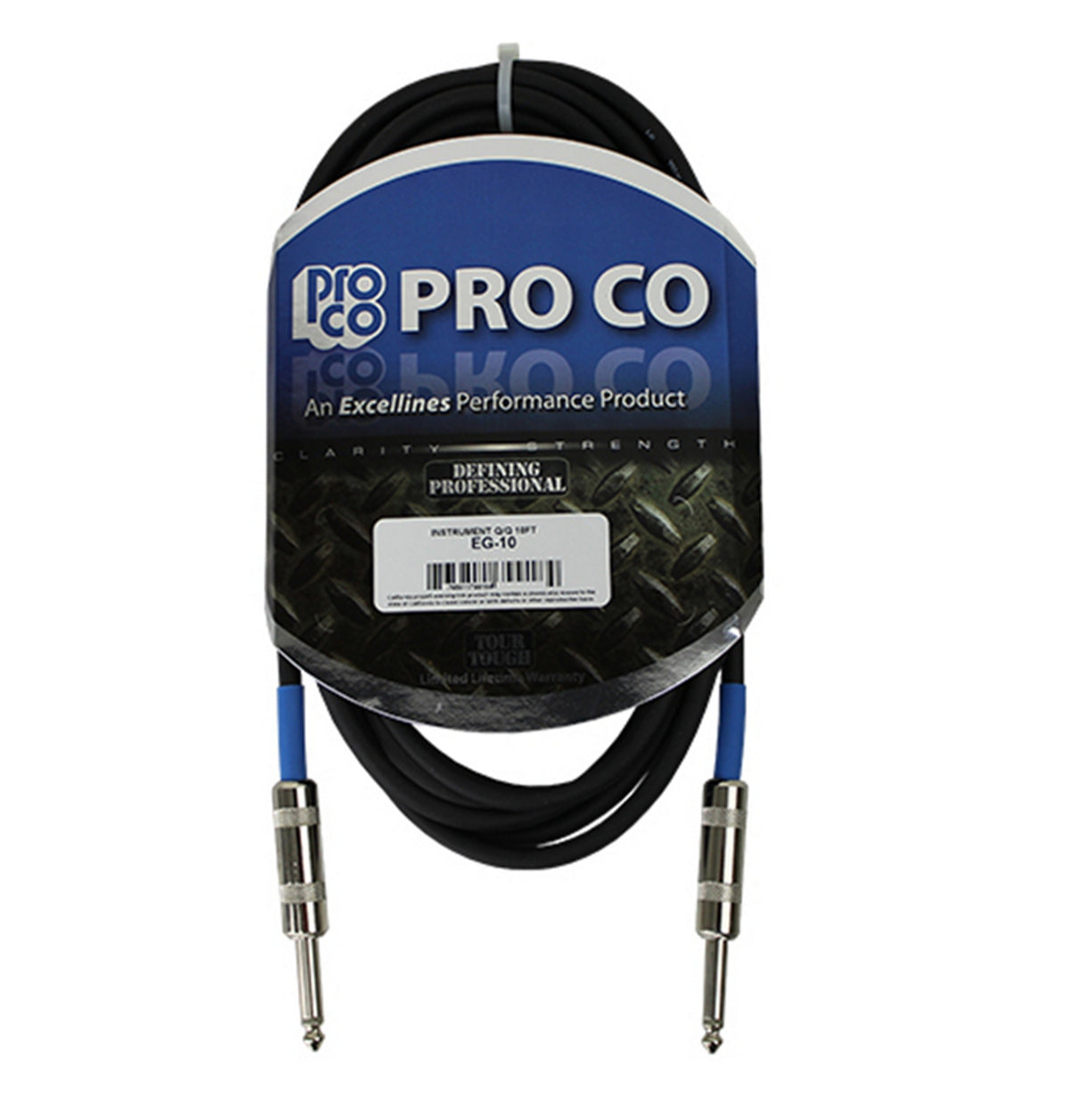Pro Co EG-10 10' Excellines 1/4" Instrument Cable
